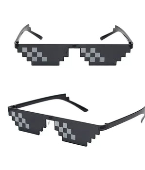 Black Mosaic Sunglasses Funny Toy Mosaic Strip Sunglasses Trick Toy Retro Thug Life Glasses Deal With It Glasses Pixel Women Men