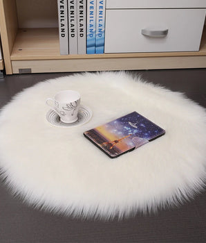 Soft Faux Fur Round Cushion Stool Pad Thickening Dining Chair Cushion Anti-Slip Seat Mat Chair Mat Pad Home Decoration