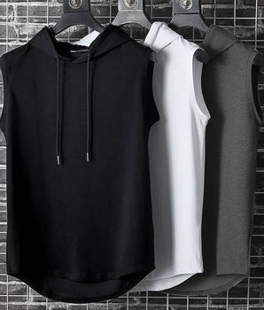 Plus Size Summer Men Clothing Tank Tops Sweatshirt Sleeveless Tops Hoodie Vest Workout Fitness Mens T Shirt Workout Hip Hop Vest