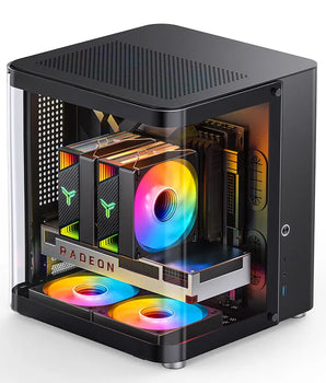 JONSBO TK-1 2.0 M-ATX Case Mini PC Case Ring Tempered Glass Side Penetration E-sports Seaview Room Desktop Computer Mini Chassis