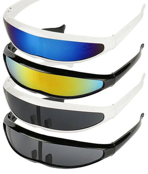 Personality Mirrored Lens Visor Sunglasses Laser Eyeglasses Futuristic Narrow Cyclops Glasses UV400  running cycling sunglasses