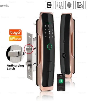 8 Language Tuya Smart Home Electronic Lock WiFi APP Biometric Fingerprint Smart Door Lock Digital Password Unlock Security - Baguada.com