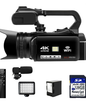 WIFI Camcorder 4K Video Camera 64MP 60FPS HD Auto Focus Vlogging 4.0" Touch Screen 18X Zoom for Live Streaming - Baguada.com