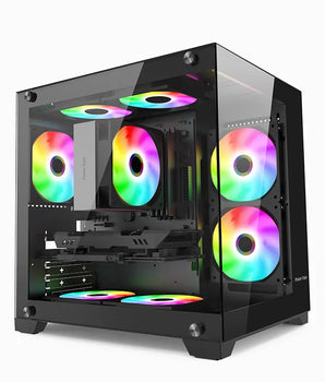 Power Train Seaview Glaze MATX Case Panoramic Side Transparency Without Pillars Support 240 WaterCooler Computer Desktop Chassis