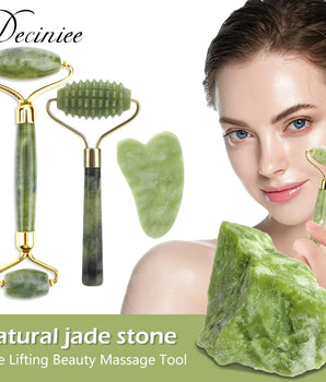 2pcs/kit Gua Sha Massager For Face Care Jade Rollers Beauty Health Skin Scraping Chin Lifting Natural Stone Gouache Massage