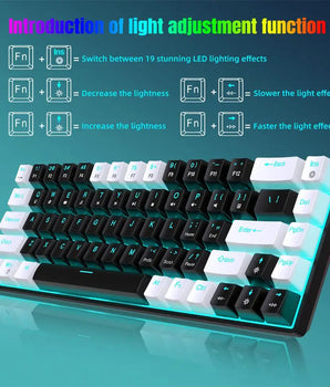 V800 Mechanical Gaming Keyboard LED Backlit Compact 68 Keys Mini Wired Office Keyboard For Laptop PC Gamer Portable Accessories